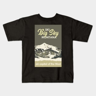 Grey Ski Big Sky Montana Vintage Ski Poster Kids T-Shirt